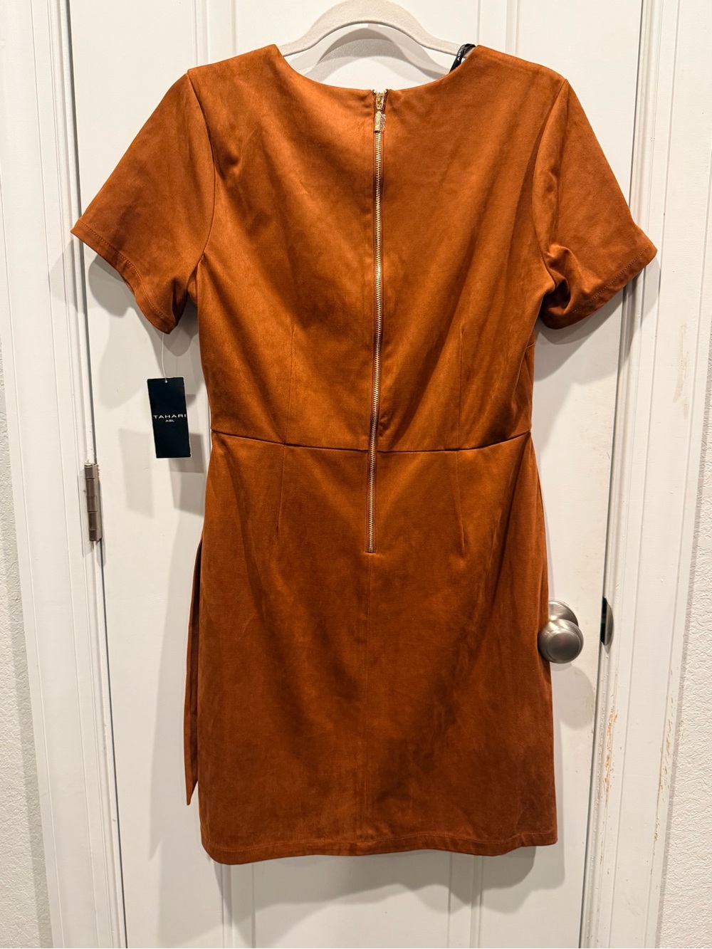 Tahari ASL Rust Faux Suede Wrap Sheath Dress Size 10 NWT - Picture 3 of 4